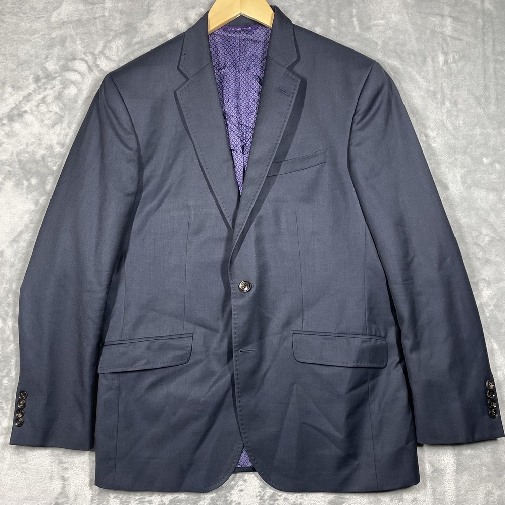 Ted Baker Endurance Blazer Mens 42 Navy Blue Sport Coat Jacket Made Canada Wool